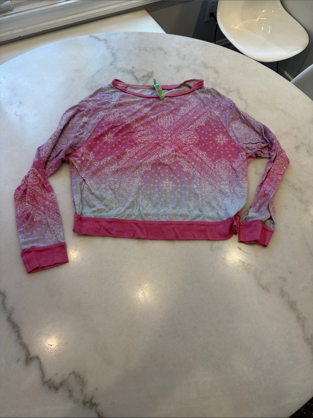 Honeydew Intimates Pink to Lavender Ombre Bandana-Print Long Sleeve Top